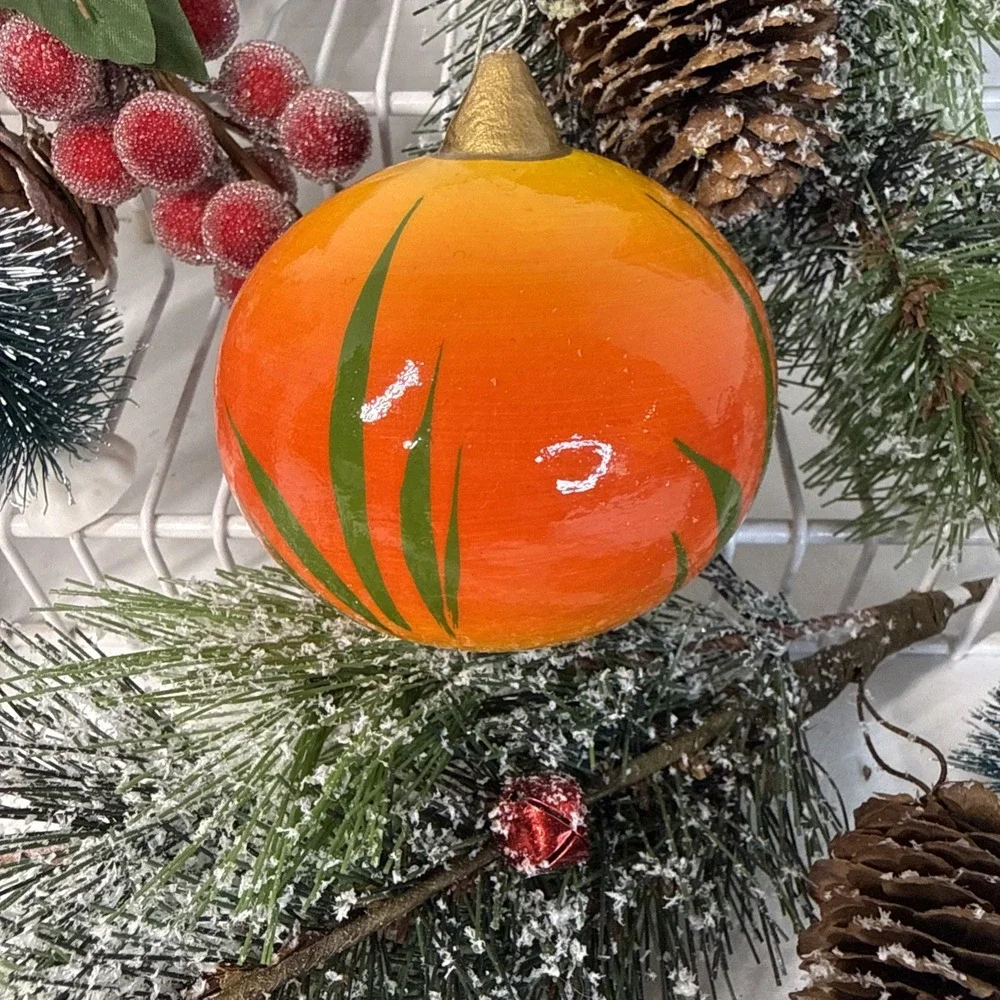 Hand Painted Wooden Fish Christmas Ornament from Mexico